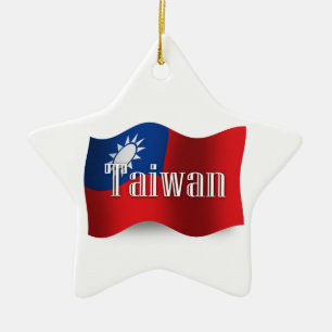 Taiwan som vinkar flagga julgransprydnad keramik