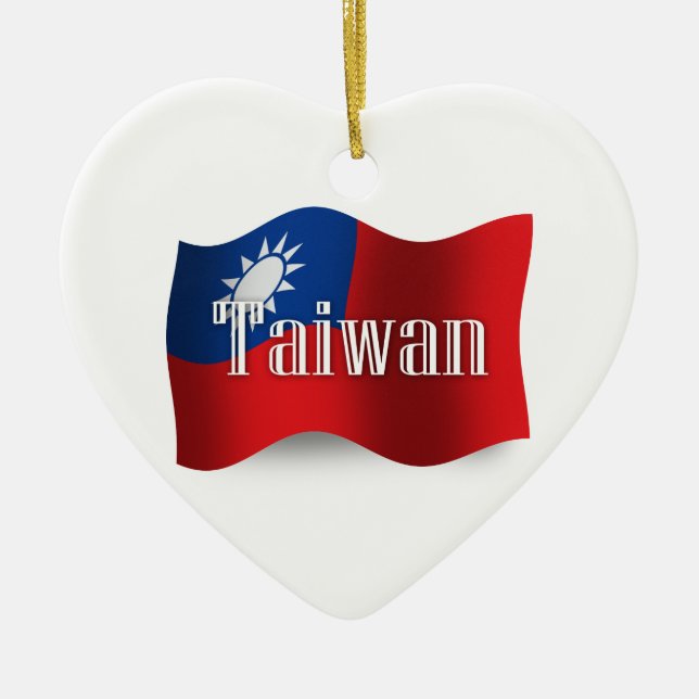 Taiwan som vinkar flagga julgransprydnad keramik (Framsidan)