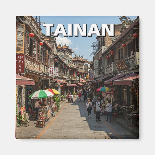Taiwan Tainan Street Travel Magnet (Framsidan)