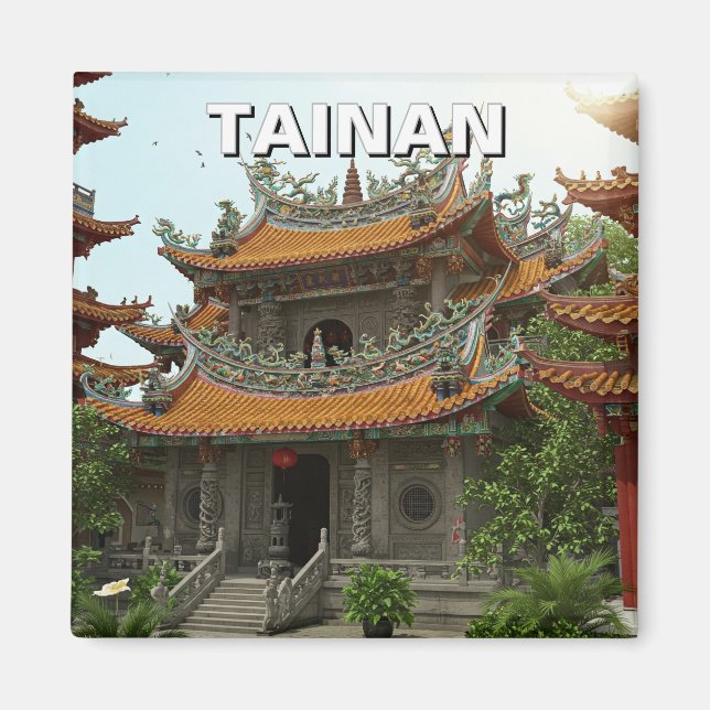 Taiwan Tainan Temple Travel Magnet (Framsidan)