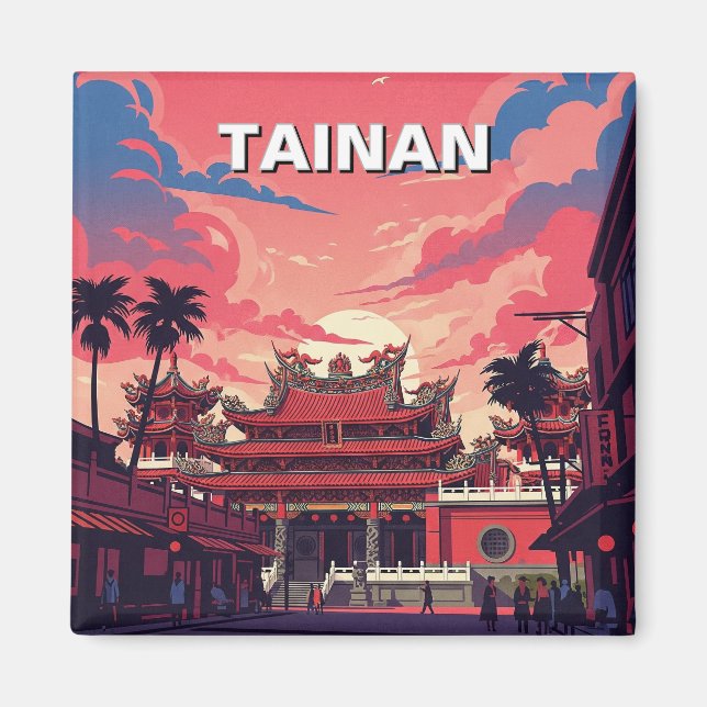 Taiwan Tainan Temple Travel Magnet (Framsidan)