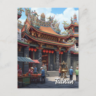 Taiwan Tainan Temple Travel Vykort