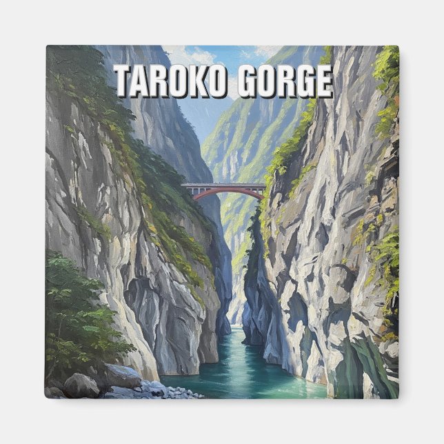 Taiwan Taroko Gorge Travel Magnet (Framsidan)