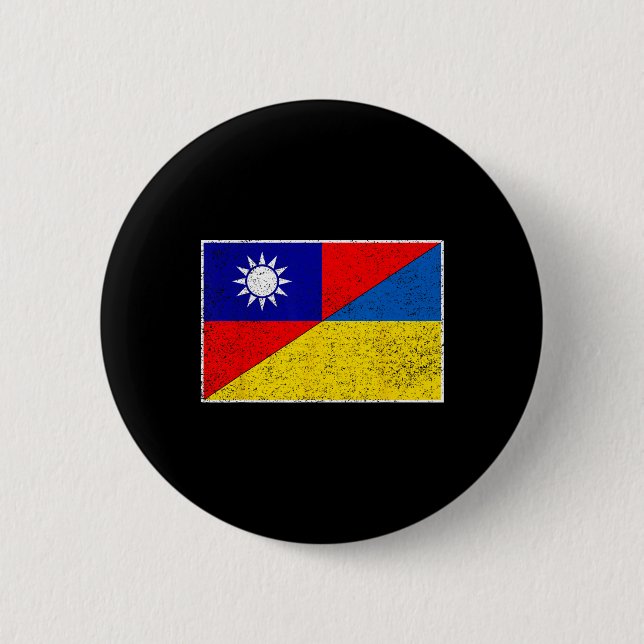 Taiwan Ukraina Flagga Taiwanesiska Ukrainska Stöd  Knapp (Framsida)