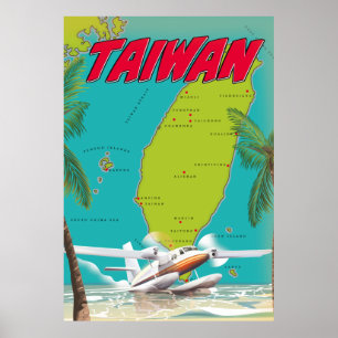 Taiwan Vintage Karta Poster