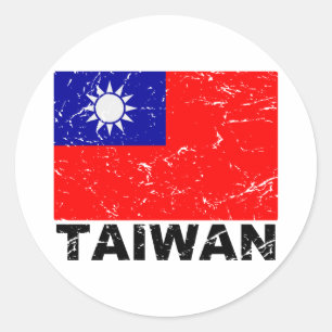Taiwan vintageflagga runt klistermärke