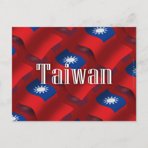 Taiwan Wave Flagga Vykort