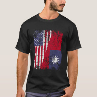 Taiwanese Roots Half American Flag Usa Taiwan Flag T Shirt