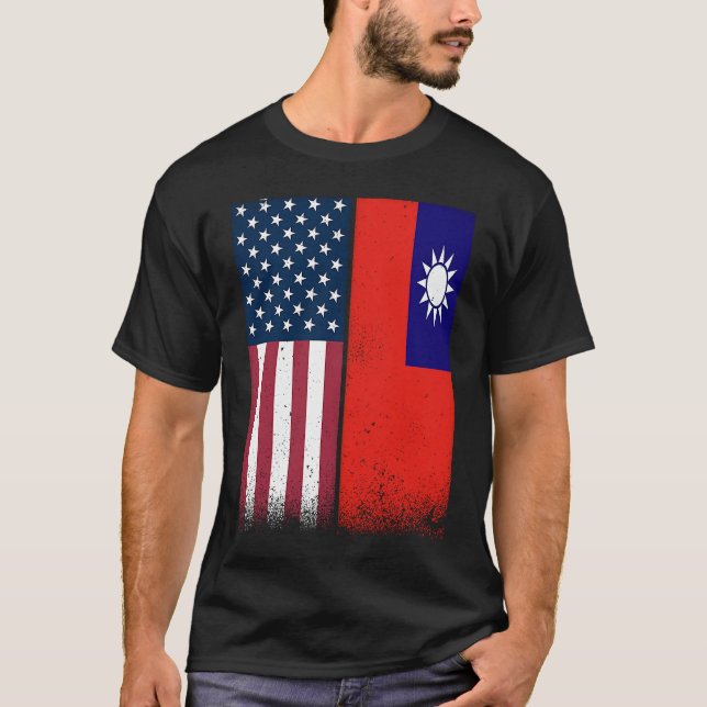 Taiwanesisk amerikansk Flaggor Proud USA Taiwan T Shirt (Framsida)