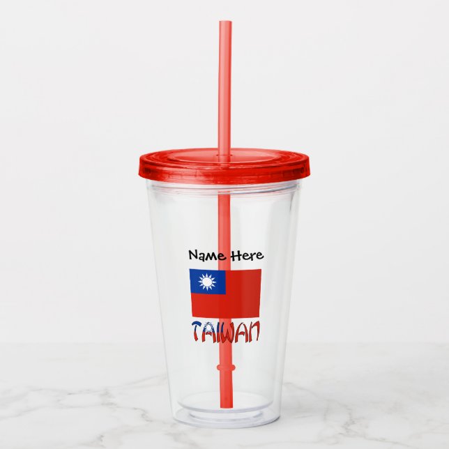 Taiwanesisk Flagga Black Personalization Take Away Mugg (Framsida)