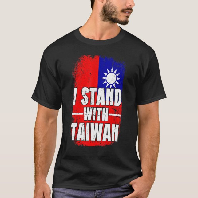 Taiwanesisk Flagga jag står för Taiwan-Flagga T Shirt (Framsida)
