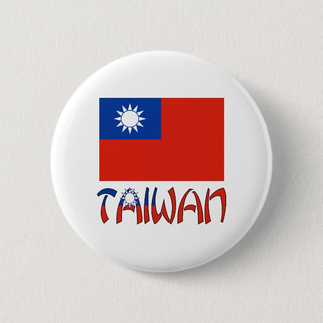 Taiwanesisk Flagga med Taiwan Knapp (Framsida)