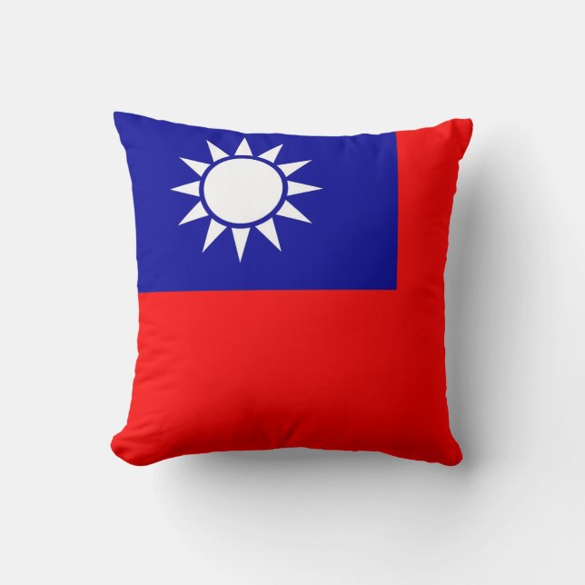 Taiwanesisk Flagga om amerikanska MoJo Pillow Kudde (Framsida)