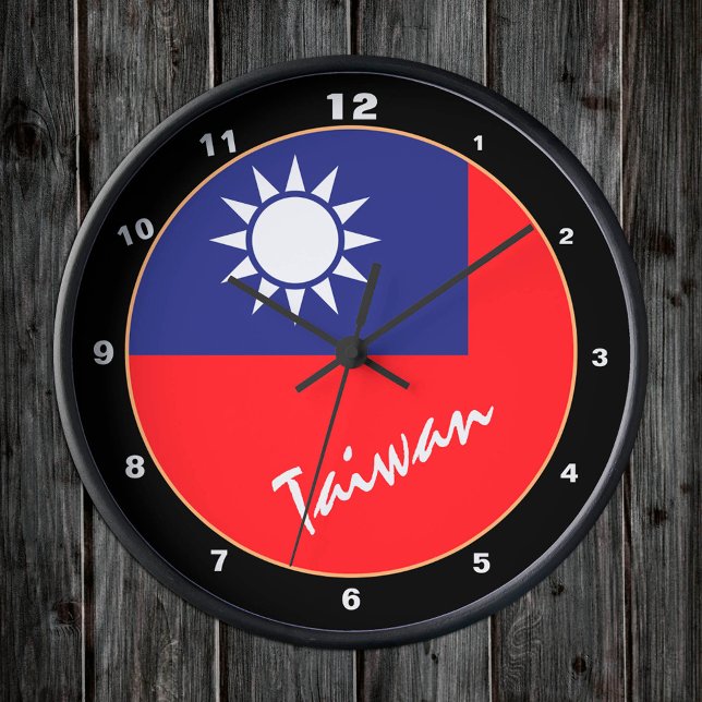Taiwanesisk Flagga, taiwanesisk patriotisk hem/des Rund Klocka (Skapare uppladdad)