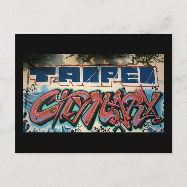 Taiwanesisk graffiti, Taipei, Taiwan Vykort (Framsida)
