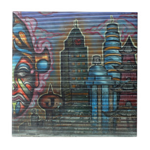 Taiwanesiska grafitti, Taipei, Taiwan Kakelplatta