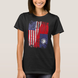 Taiwanesiska rötter Halamerikansk Flagga USA Taiwa T Shirt