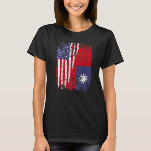 Taiwanesiska rötter Halv amerikansk flagga Usa Tai T Shirt