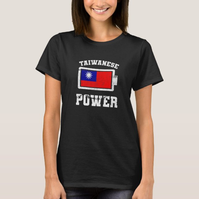Taiwanesiskt Flagga Proud Strength-batteri T Shirt (Framsida)