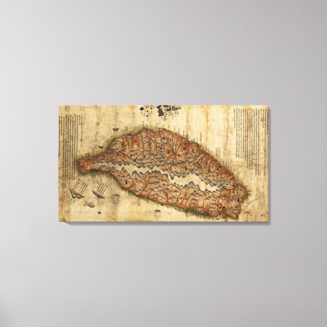 TaiwanPanoramisk kartaTaiwan Canvastryck (Framsida)