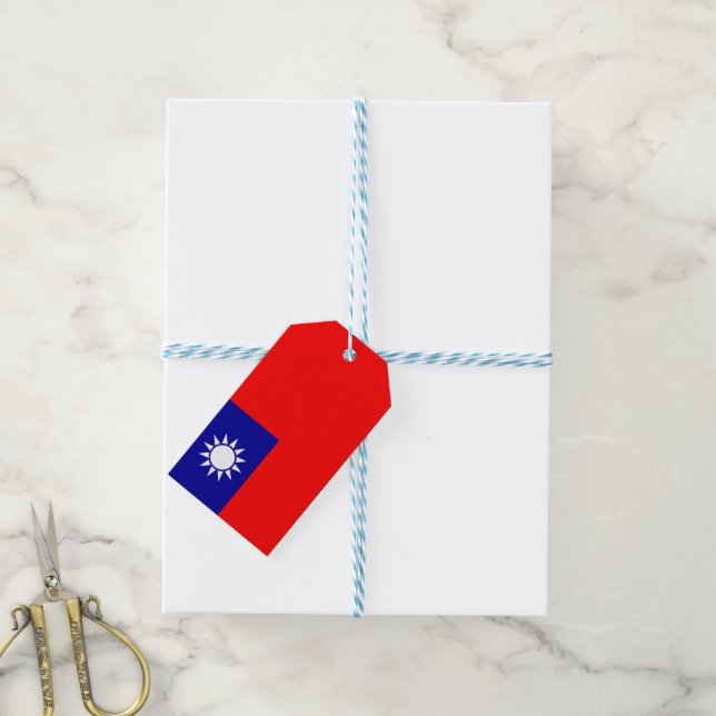 Taiwans flag: Republiken Kina, Kinesiska Taipei Presentetikett (With Twine)