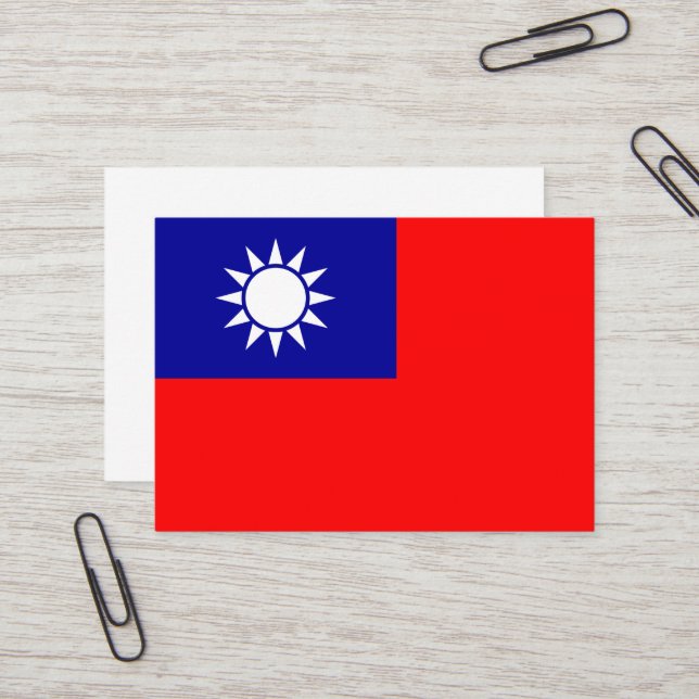 Taiwans flag: Republiken Kina, Kinesiska Taipei Visitkort (Fram/Back In Situ)