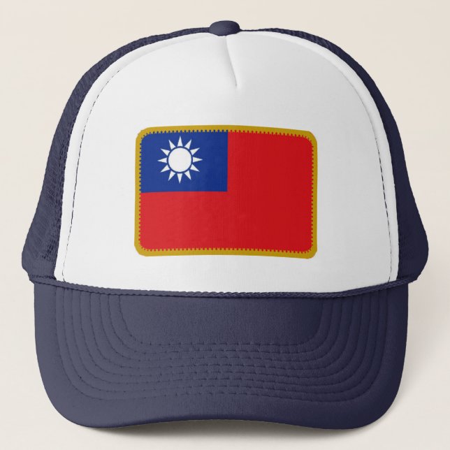 Taiwans flagga har broderad verkan att keps (Framsida)