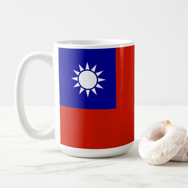 Taiwans flagga kaffemugg (Med munk)