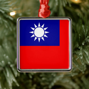 Taiwans flagga: Republiken Kina, Kinesiska Taipei Julgransprydnad Metall
