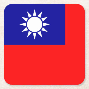 Taiwans flagga: Republiken Kina, Kinesiska Taipei Underlägg Papper Kvadrat