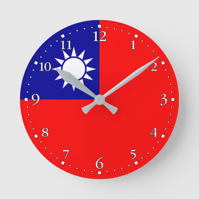 Taiwans flagga rund klocka (Framsida)