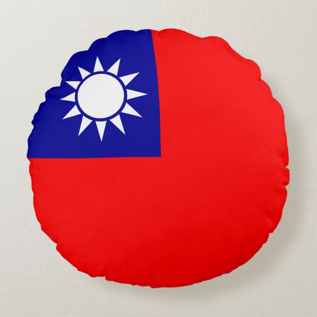 Taiwans flagga rund kudde (Framsidan)