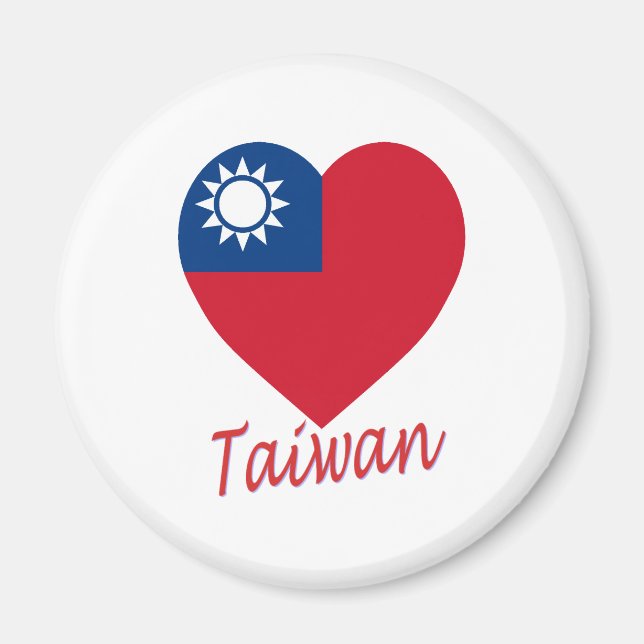 Taiwans (Republiken China) Flagga Heart Magnet (Framsidan)