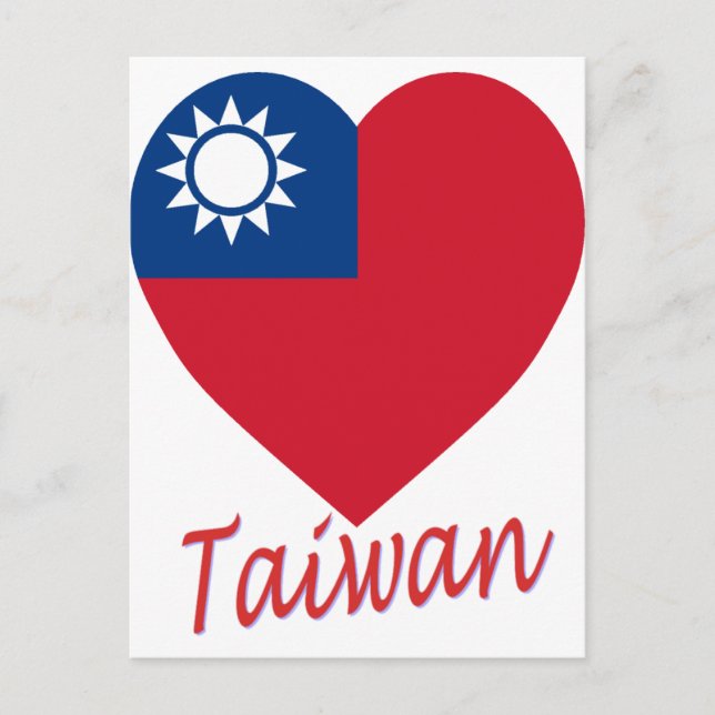 Taiwans (Republiken China) Flagga Heart Vykort (Framsida)