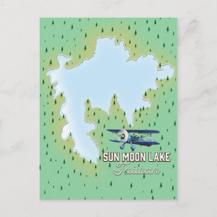 Taiwans sol Måne Sjö, karta Vykort