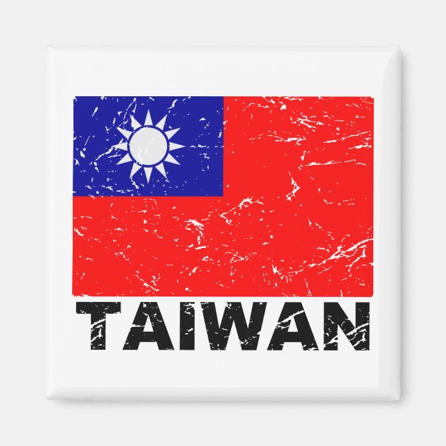 Taiwans Vintage Flagga Magnet (Framsidan)