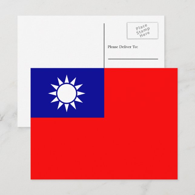 Taiwanska flagga, flagga för Taiwan Vykort (Fram/baksida)