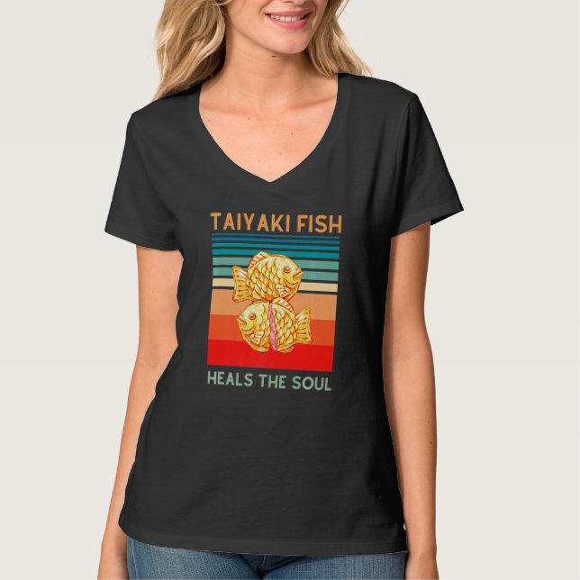 Taiyaki Fish Heals The Soul Funny Japanese Traditi T Shirt (Framsida)