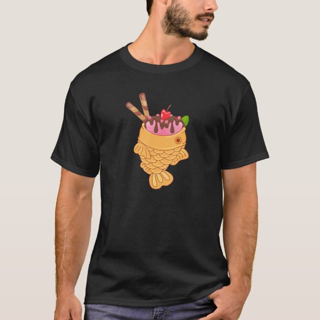 Taiyaki Japansk iskräm Desert Fish Shaped T Shirt (Framsida)