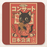 Taiyaki Treats & Whiskers Underlägg Papper Kvadrat<br><div class="desc">I den här bilden av japansk manga-stil, som är en välljudande svart katt, ger sig in i en söt taiyaki - glassen smälter från den fiskformade baksidan som ljus-glöd. Med fet tryckfärg, nostalgiskt halvtonsraster och charmigt mangaflod fångar scenen den lekfulla glädjen hos gatumat och kattdjurets nyfikenhet i en tidlös Shōwa-tidsinställning....</div>