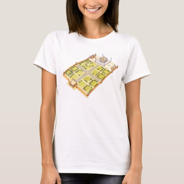 Taj Mahal. Adra Indien. Grav och trädgårdar Tee (Framsida)