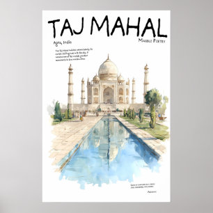 Taj Mahal Affisch Agra Indien Landmärke Marmor