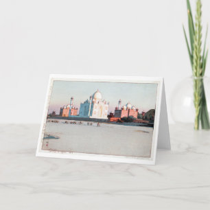 Taj Mahal, Agra, Hiroshi Yoshida, Woodcut Kort