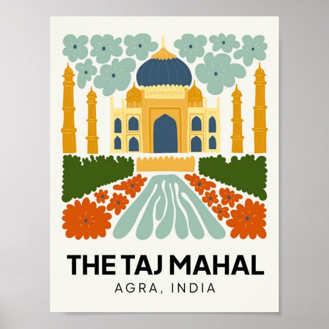 Taj Mahal Agra India abstrakt blommigt art Poster (Framsidan)