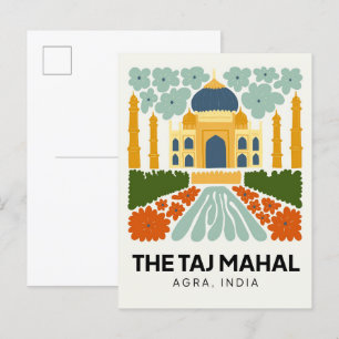 Taj Mahal Agra India abstrakt blommigt art Vykort