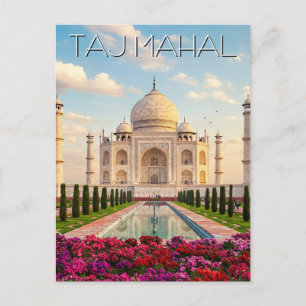 Taj Mahal Agra India Flowers Vykort