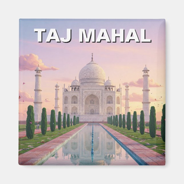 Taj Mahal Agra India Travel Souvenir Magnet (Framsidan)