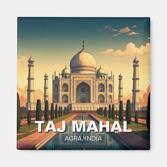 Taj Mahal Agra India Travel Souvenir Magnet (Framsidan)