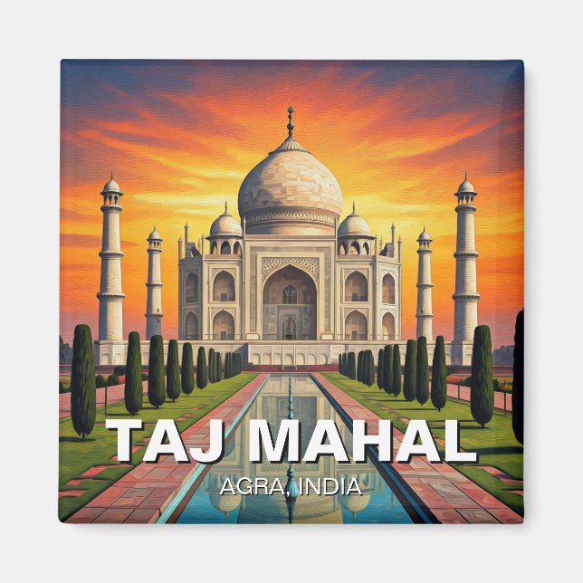 Taj Mahal Agra India Travel Sunset Magnet (Framsidan)