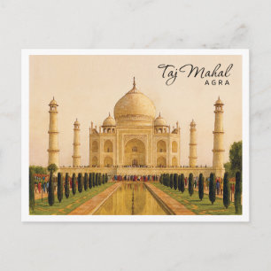 Taj Mahal Agra Indien Akvarell Resa Helg Vykort